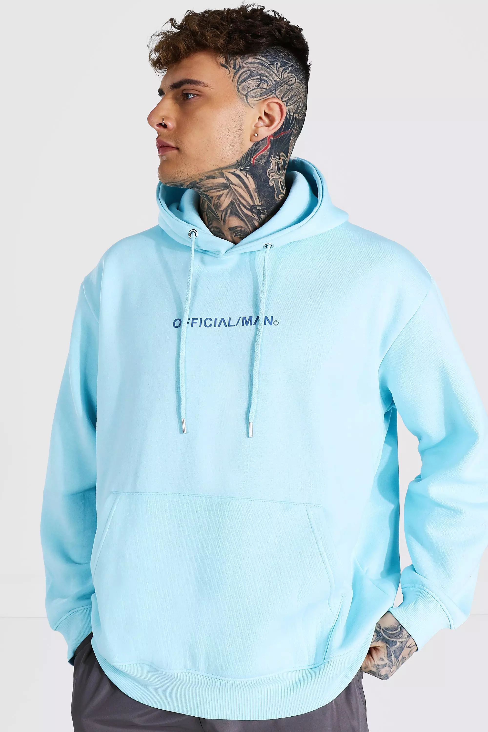 Boohooman light blue hoodie hotsell